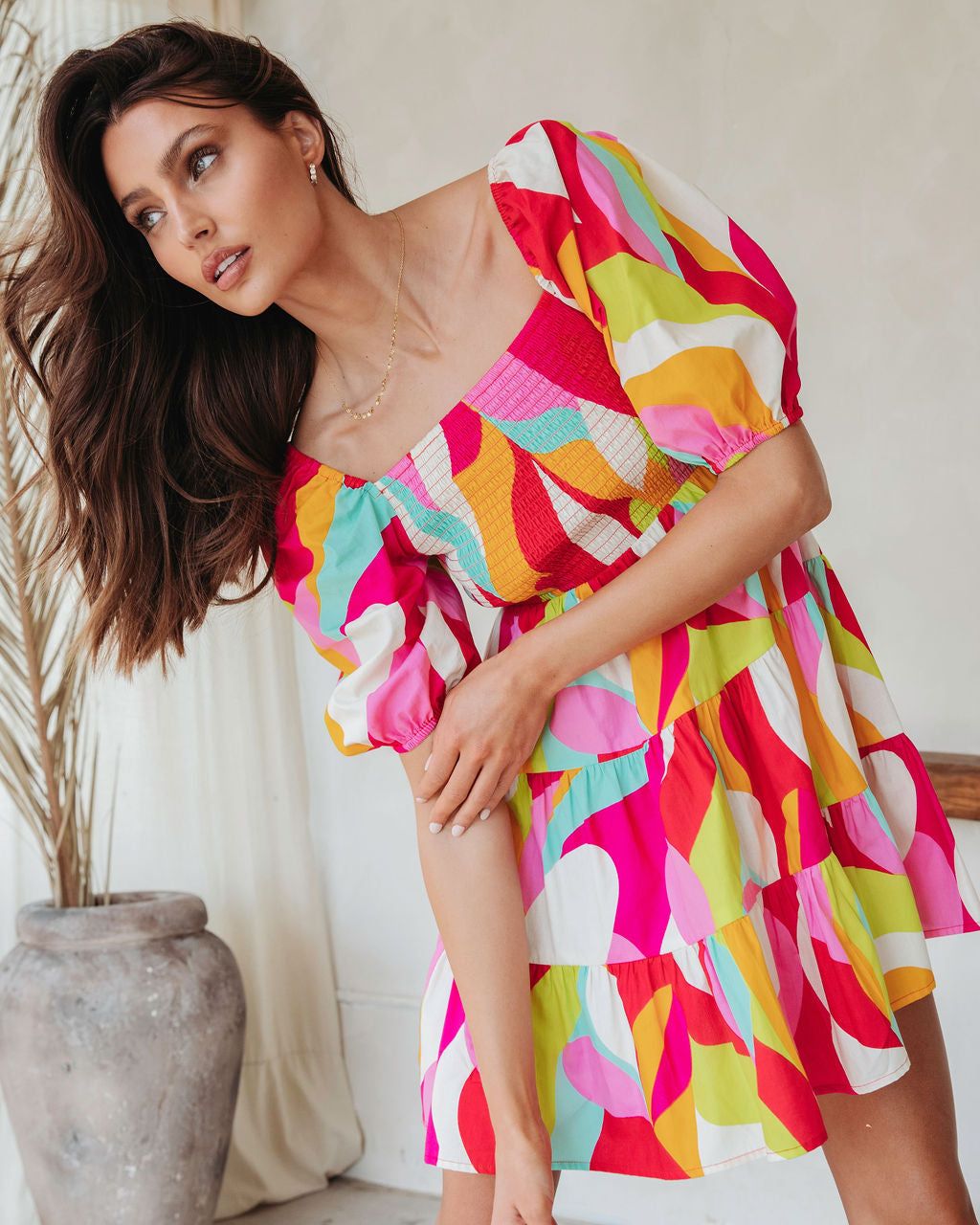 Think Bold Printed Smocked Cotton Babydoll Dress - FINAL SALE sold by Vici product image thumbnail 8