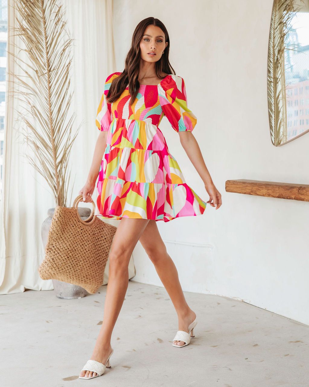 Think Bold Printed Smocked Cotton Babydoll Dress - FINAL SALE sold by Vici product image thumbnail 6