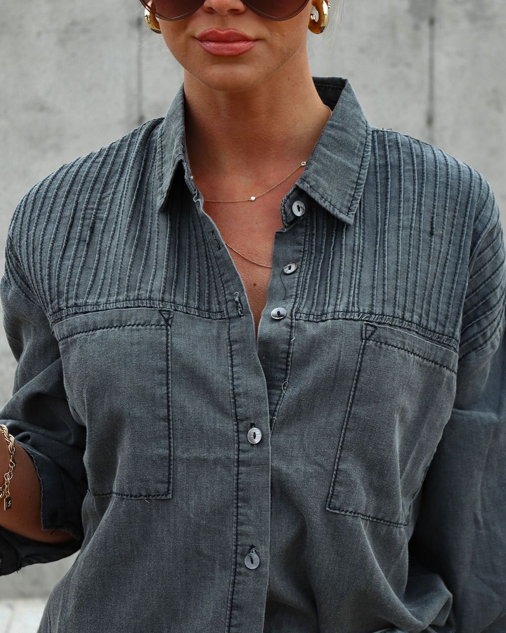 Tate Cotton Blend Button Up sold by Vici product image thumbnail 4