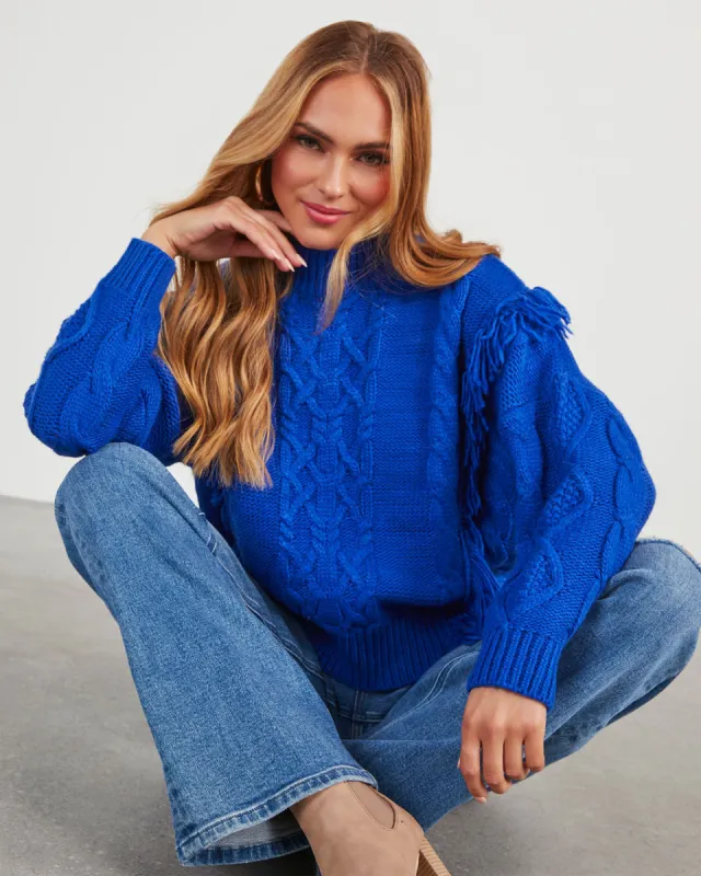 Tiffy Fringe Cable Knit Sweater sold by Vici