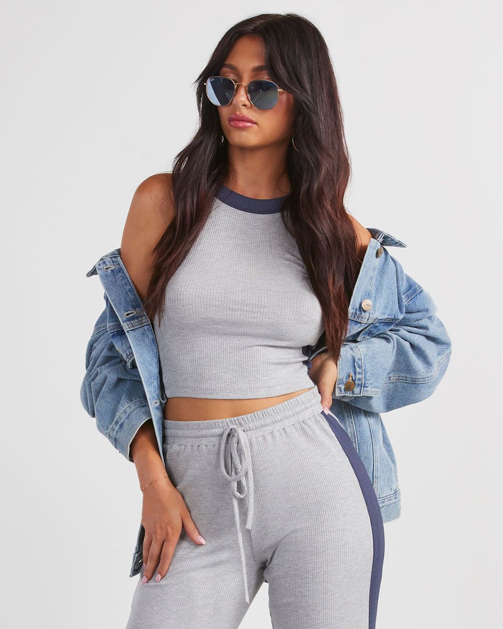 Serenade Ribbed Knit Tank - Grey - SALE sold by Vici product image thumbnail 3