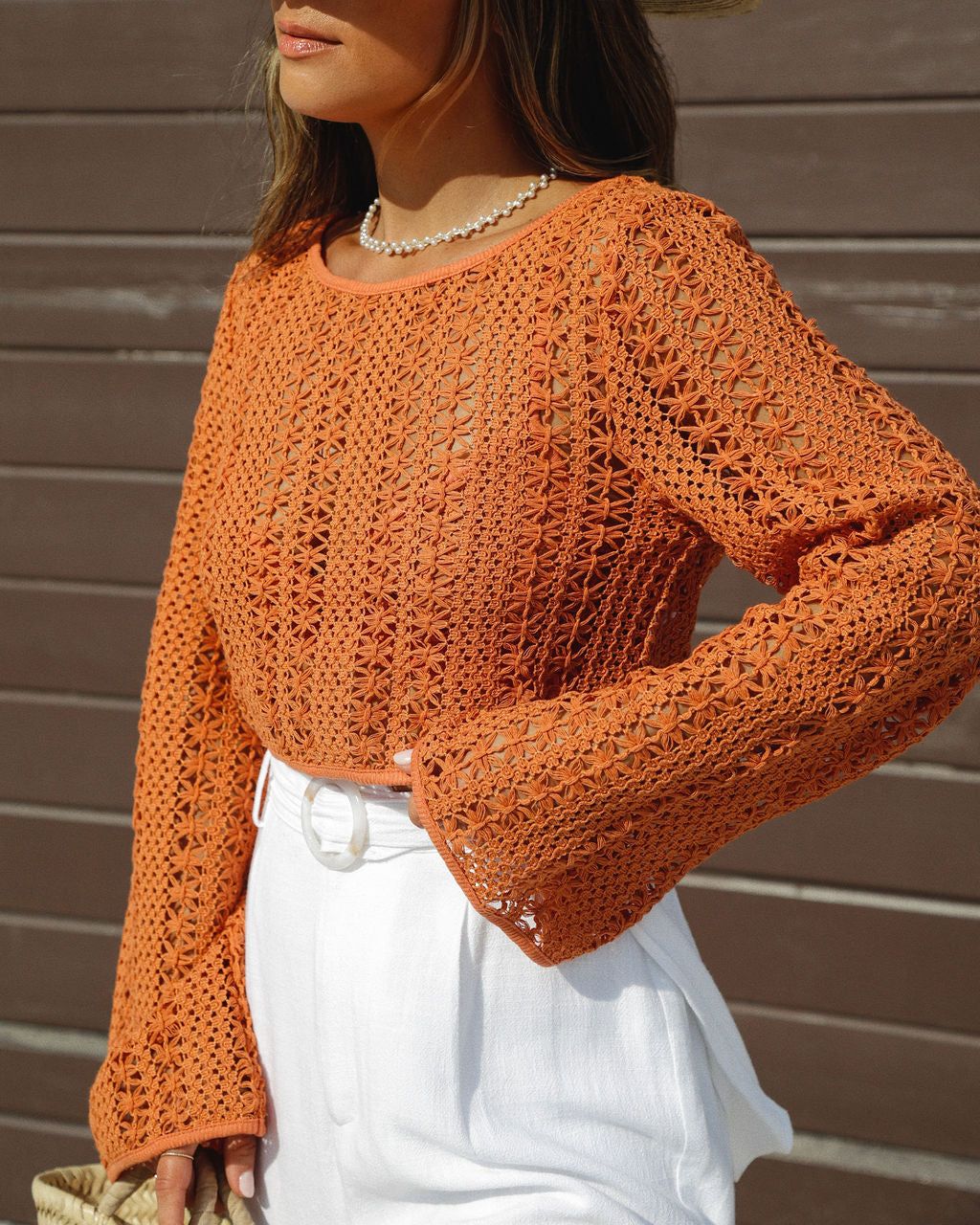 Holiday In The Sun Crochet Long Sleeve Top sold by Vici product image thumbnail 5