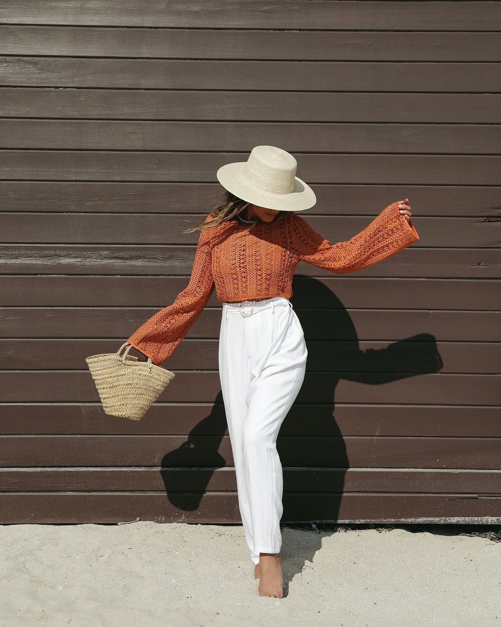 Holiday In The Sun Crochet Long Sleeve Top sold by Vici