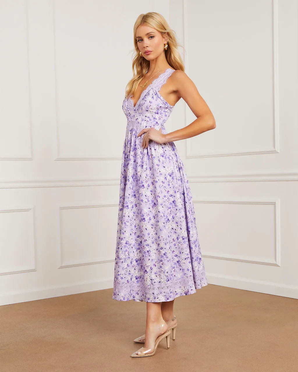 Violet Floral Midi Dress sold by Vici product image thumbnail 4