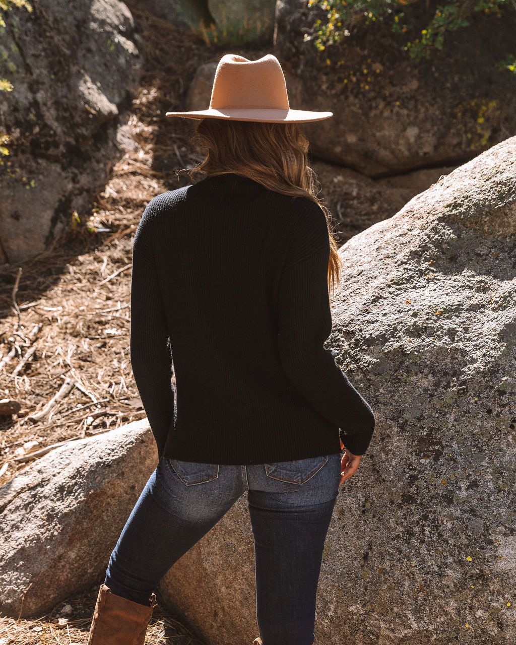 Branford Ribbed Mock Neck Knit Sweater - Black - FINAL SALE sold by Vici product image thumbnail 2