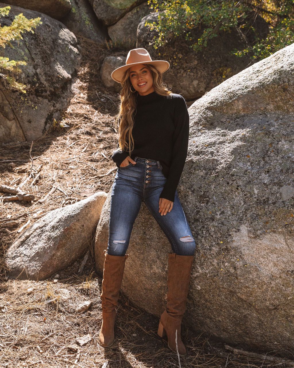 Branford Ribbed Mock Neck Knit Sweater - Black - FINAL SALE sold by Vici product image thumbnail 3