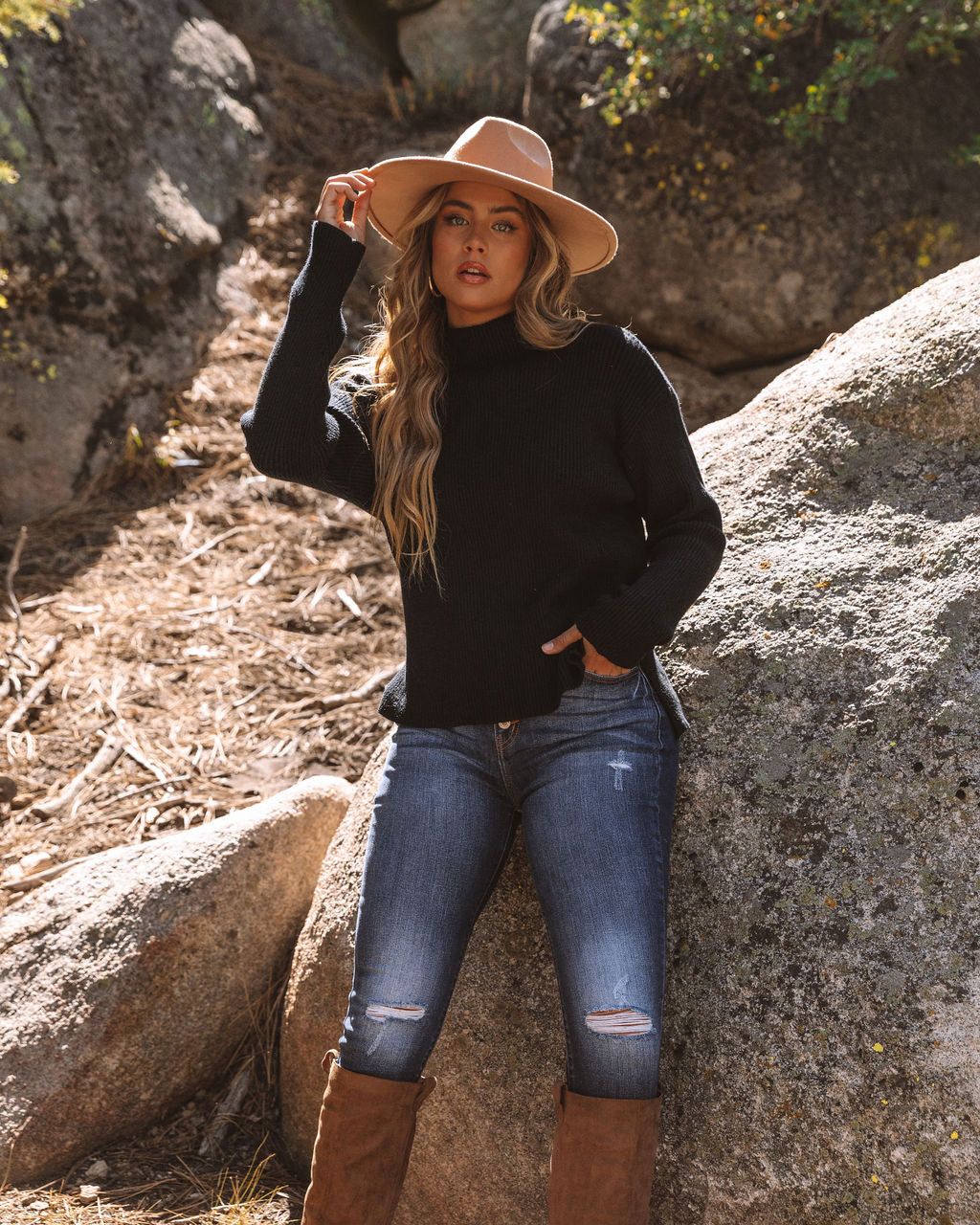 Branford Ribbed Mock Neck Knit Sweater - Black - FINAL SALE sold by Vici product image thumbnail 6