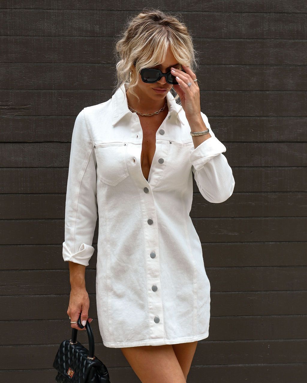 Pembroke Button Down Denim Dress sold by Vici product image thumbnail 3