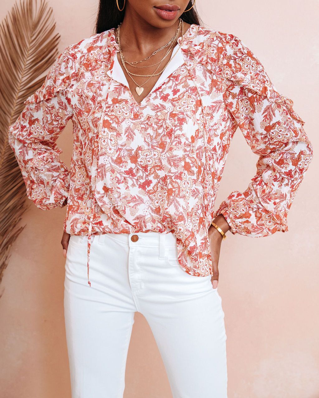 Luciana Floral Ruffle Top sold by Vici product image thumbnail 2
