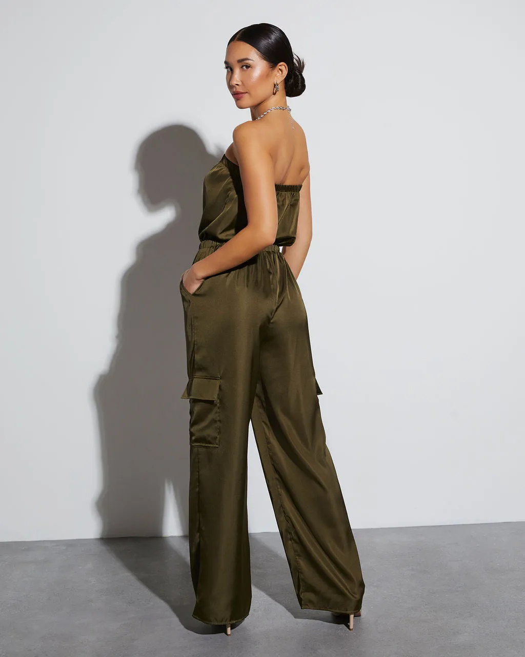 Parisa Strapless Satin Tie Waist Jumpsuit sold by Vici product image thumbnail 3
