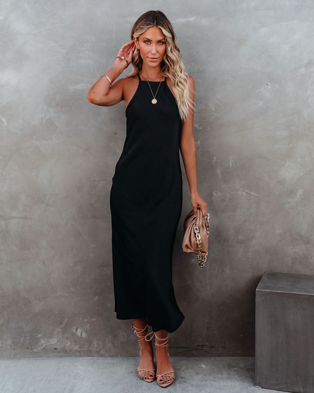 Melise Satin Halter Midi Dress - Black - FINAL SALE sold by Vici product image thumbnail 7