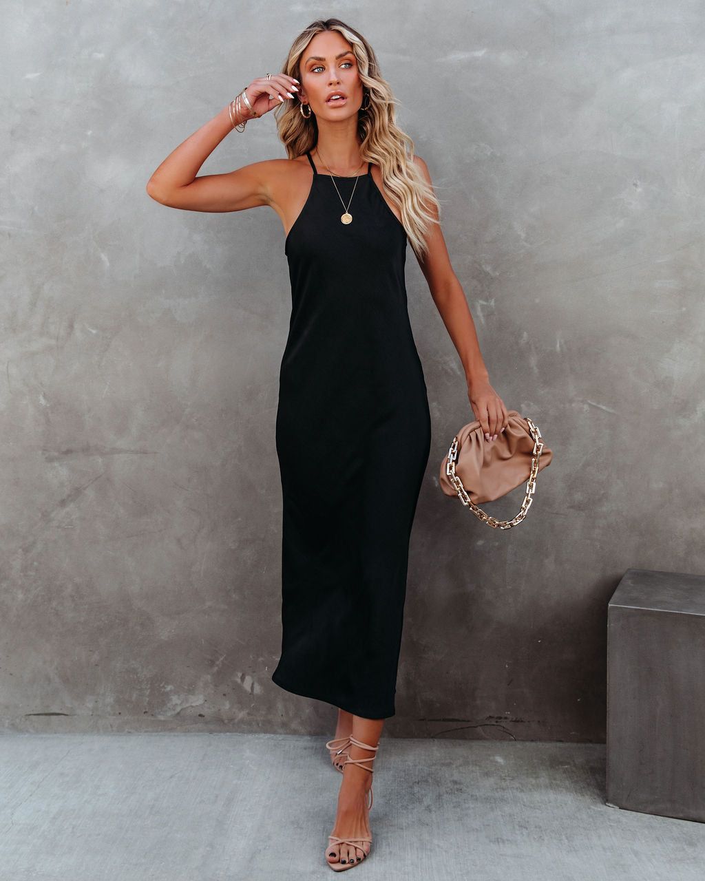 Melise Satin Halter Midi Dress - Black - FINAL SALE sold by Vici product image thumbnail 9