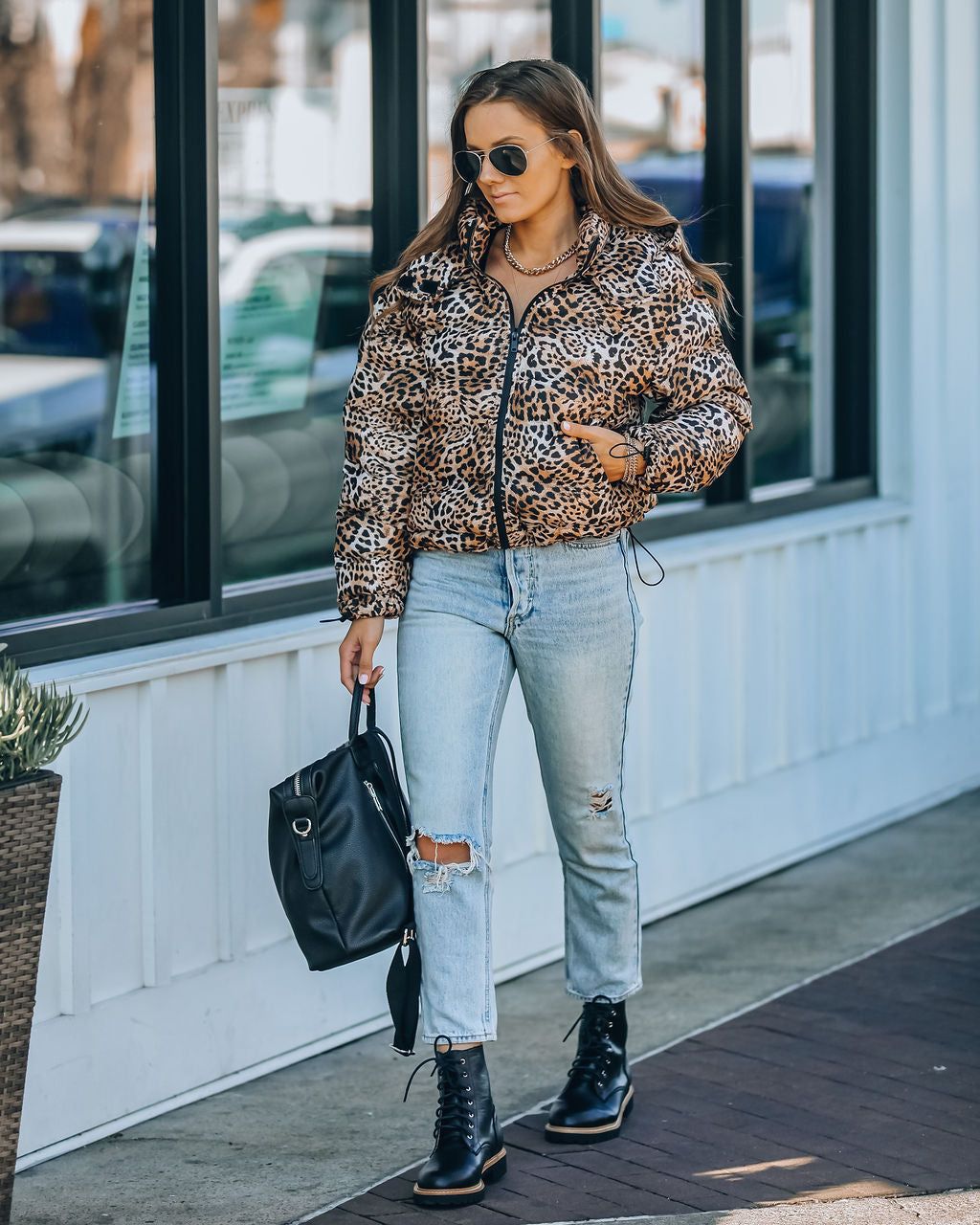 Whistler Pocketed Leopard Hooded Puffer Jacket - FINAL SALE sold by Vici product image thumbnail 15