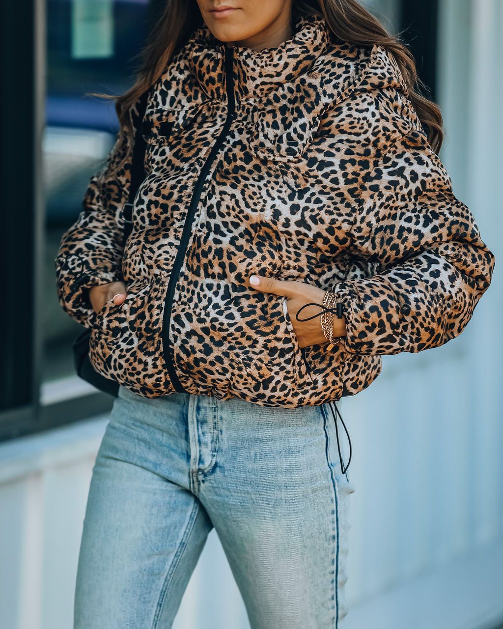 Whistler Pocketed Leopard Hooded Puffer Jacket - FINAL SALE sold by Vici product image thumbnail 9