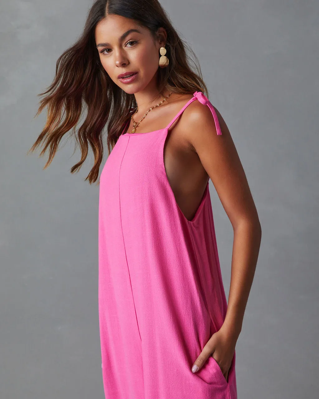 Felicia Pocketed Linen Blend Relaxed Jumpsuit sold by Vici product image thumbnail 2