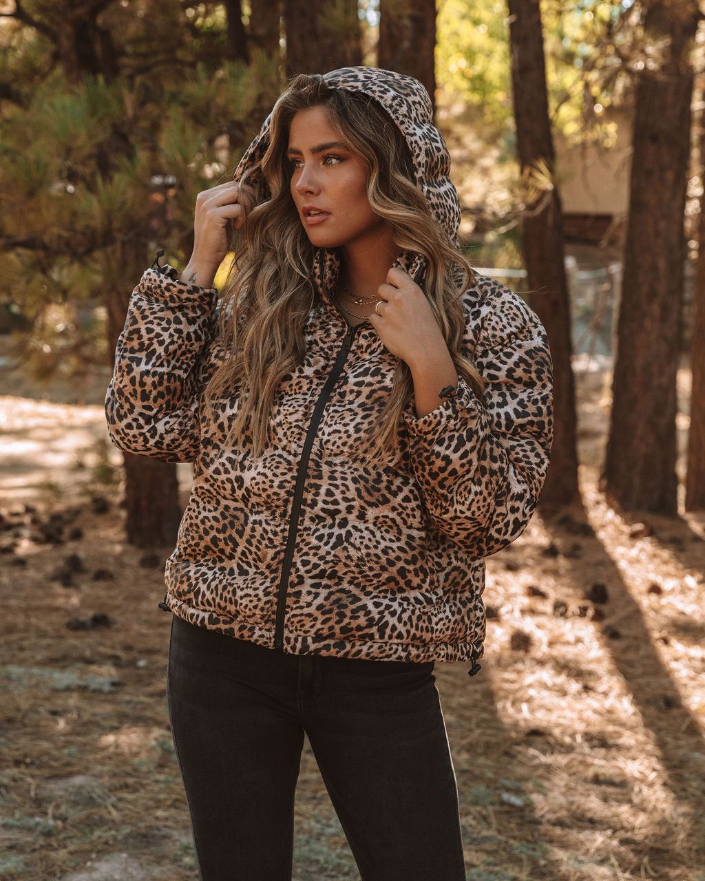 Whistler Pocketed Leopard Hooded Puffer Jacket - FINAL SALE sold by Vici product image thumbnail 4