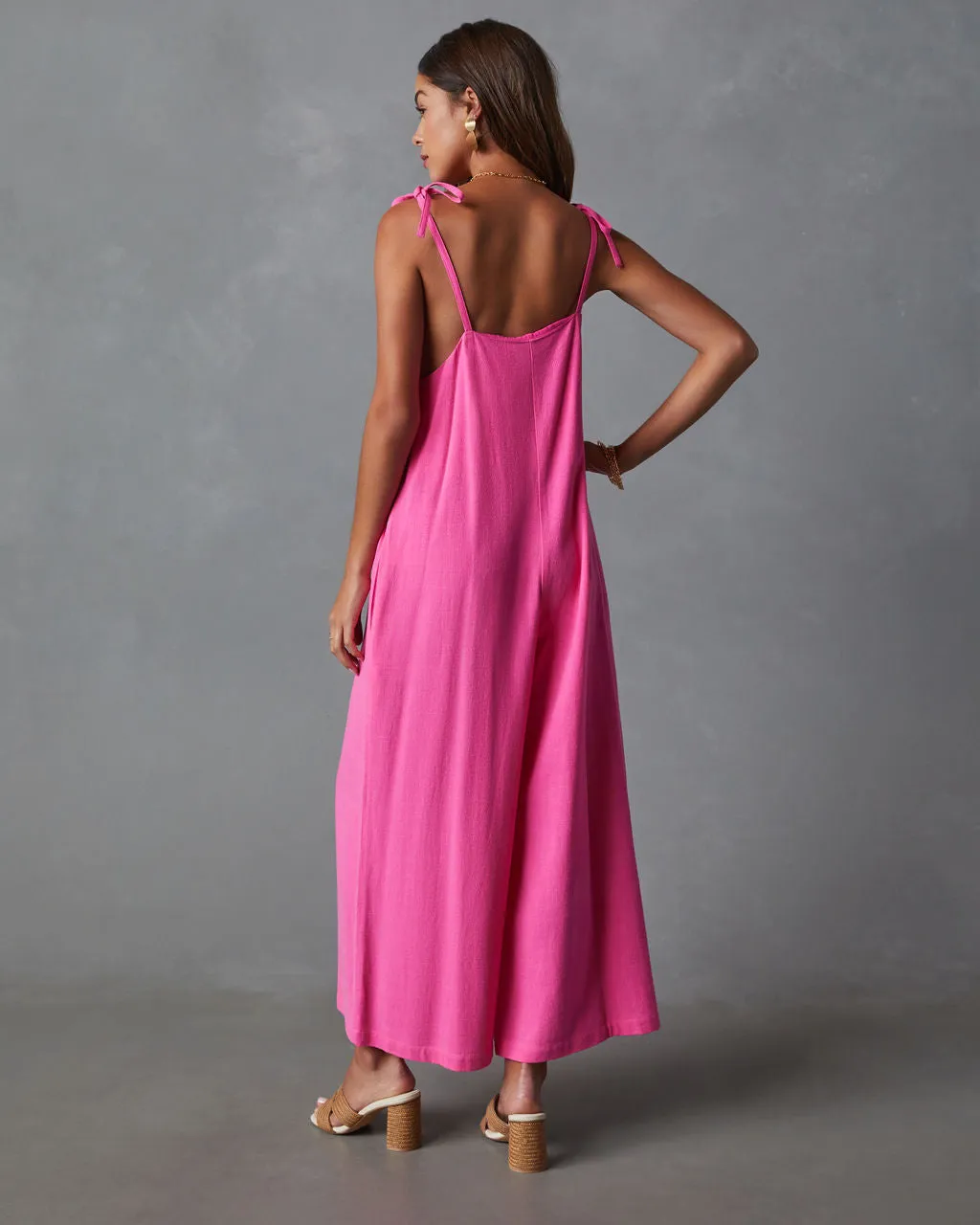 Felicia Pocketed Linen Blend Relaxed Jumpsuit sold by Vici product image thumbnail 3