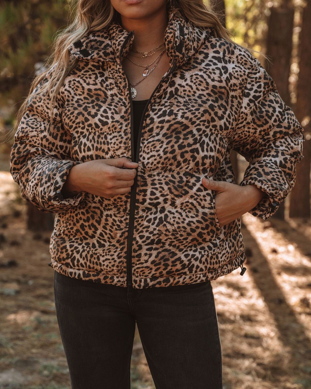 Whistler Pocketed Leopard Hooded Puffer Jacket - FINAL SALE sold by Vici product image thumbnail 5