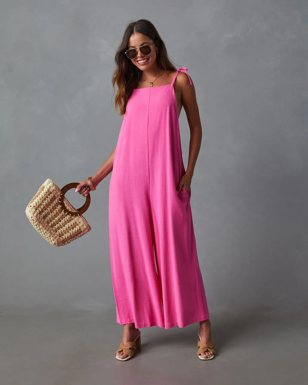 Felicia Pocketed Linen Blend Relaxed Jumpsuit sold by Vici product image thumbnail 4