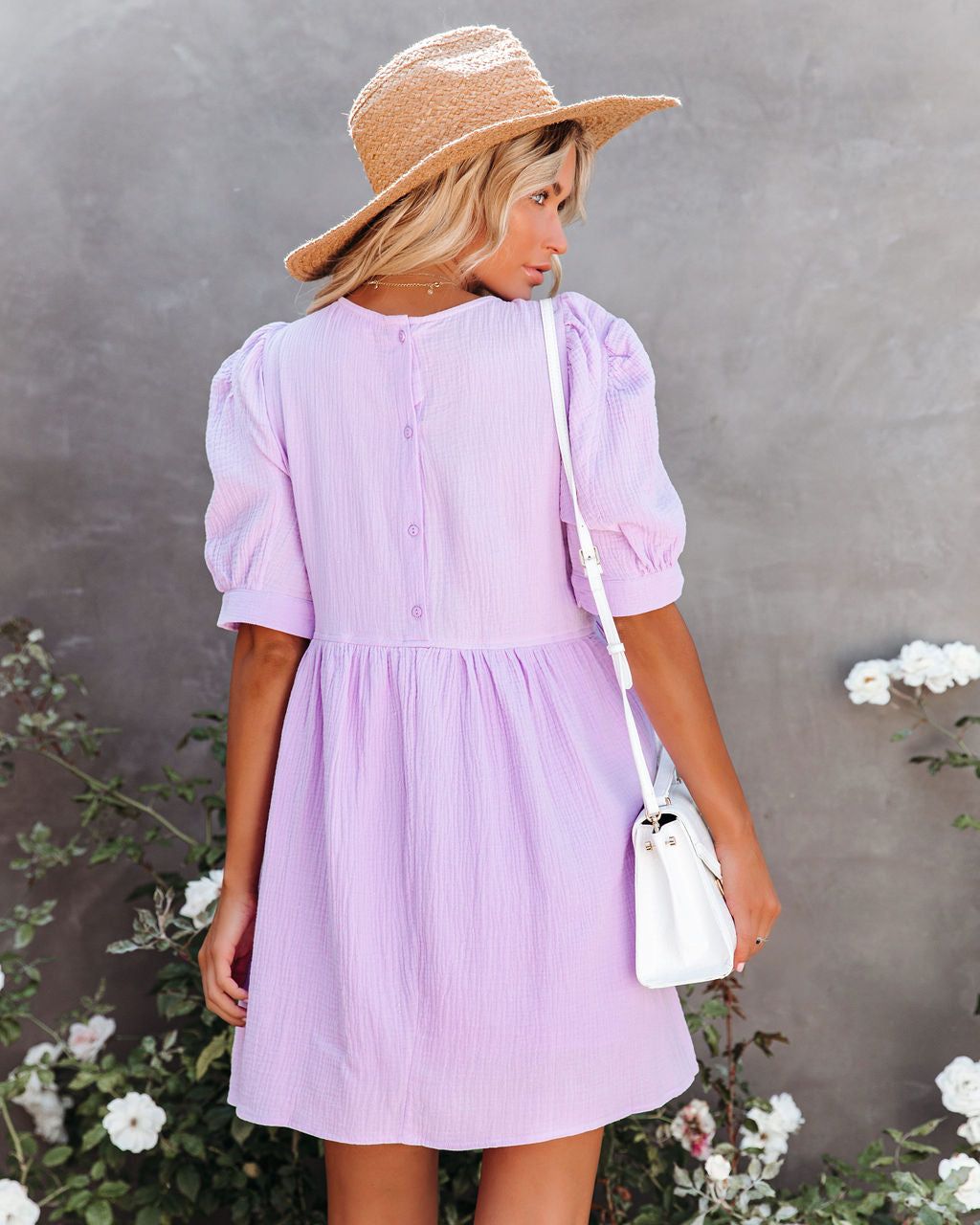 Amber Cotton Pocketed Puff Sleeve Dress - Lavender - FINAL SALE sold by Vici product image thumbnail 2