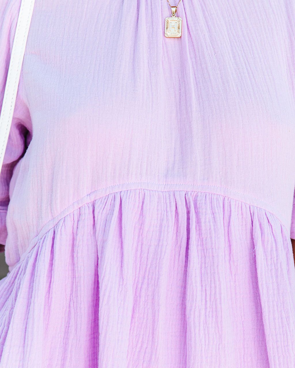 Amber Cotton Pocketed Puff Sleeve Dress - Lavender - FINAL SALE sold by Vici product image thumbnail 4