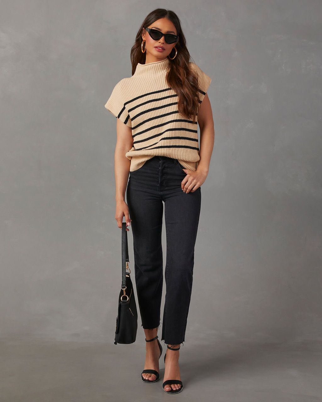 Kleid Striped Mock Neck Sweater - Beige sold by Vici product image thumbnail 6