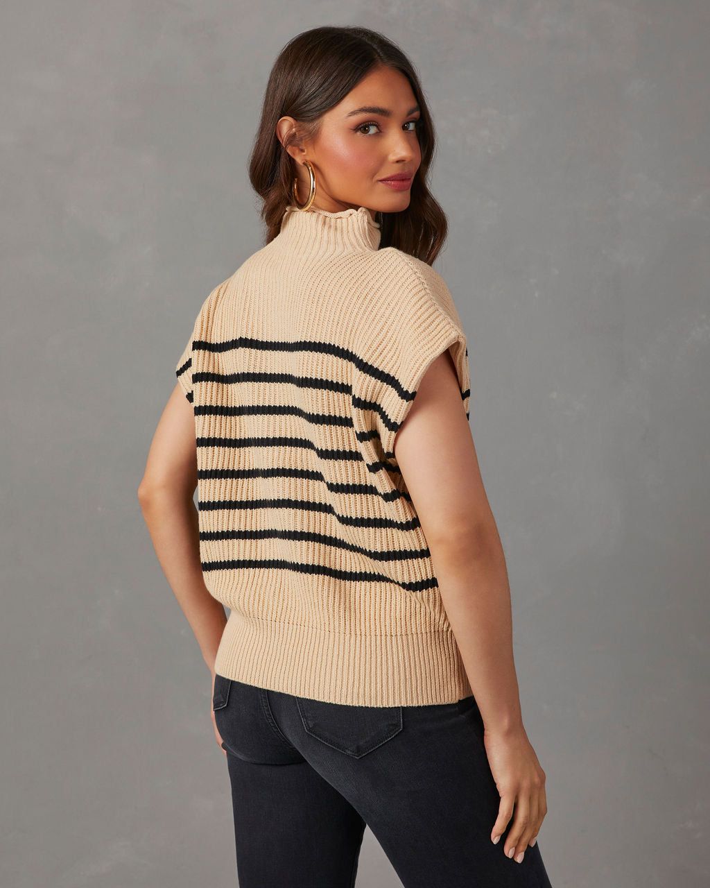 Kleid Striped Mock Neck Sweater - Beige sold by Vici product image thumbnail 4