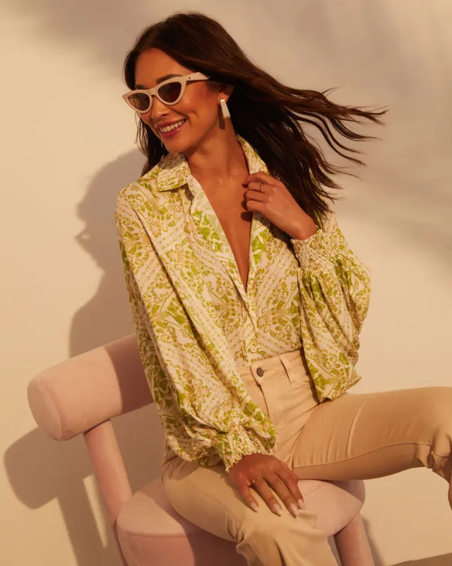 Raegan Button Down Long Sleeve Top sold by Vici