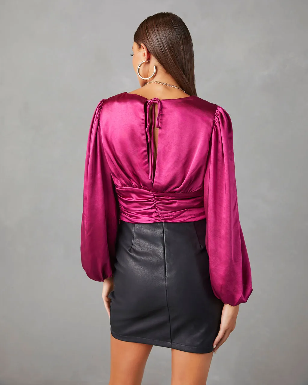 Aubriella Satin Ruched Long Sleeve Top sold by Vici product image thumbnail 2