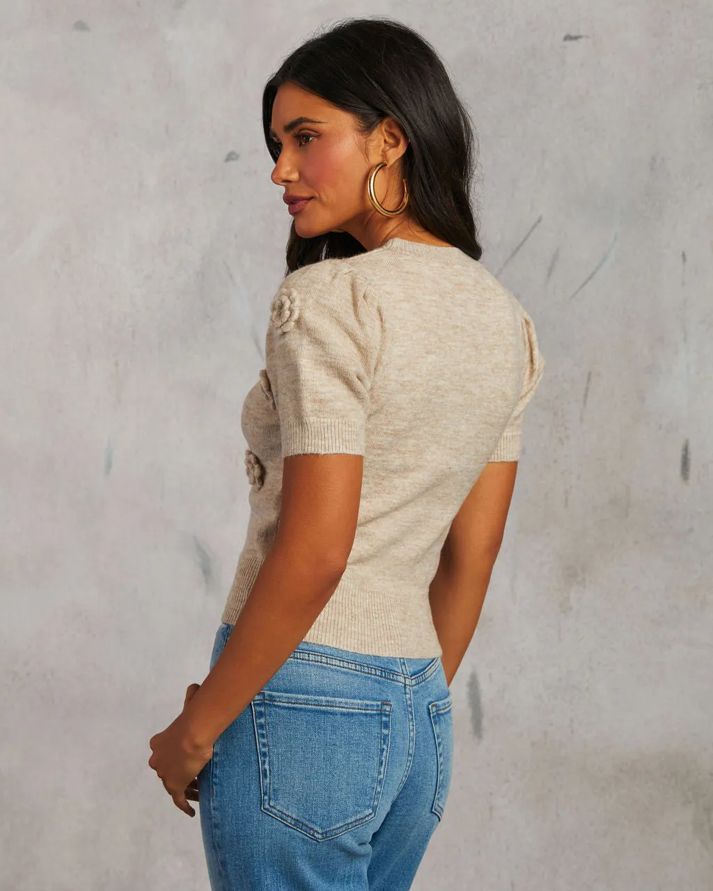 Fall Rosette Short Sleeve Sweater Top sold by Vici product image thumbnail 4