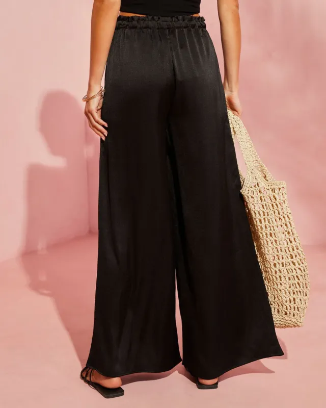 Catarina Satin Drawstring Wide Leg Pants sold by Vici