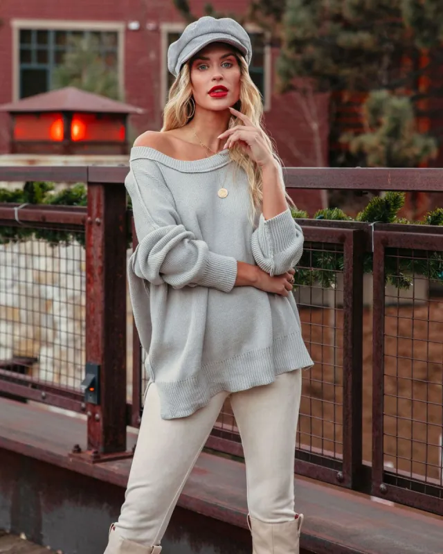 Bonnie Cotton Relaxed Knit Sweater - Grey - FINAL SALE sold by Vici