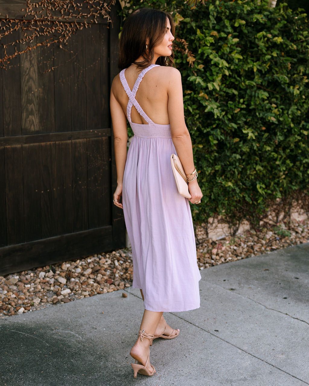 Amina Smocked Midi Dress - Lavender - FINAL SALE sold by Vici product image thumbnail 4