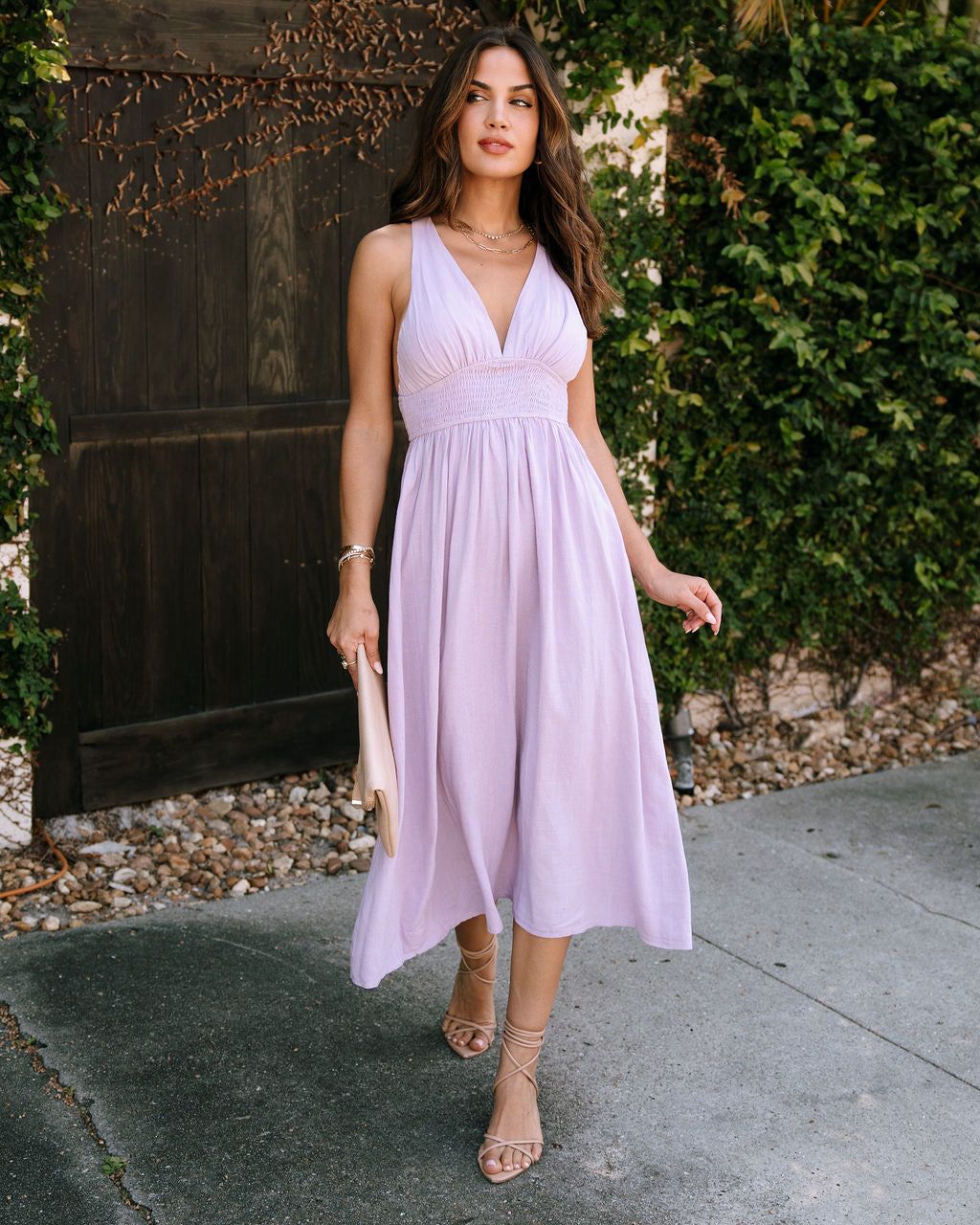 Amina Smocked Midi Dress - Lavender - FINAL SALE sold by Vici product image thumbnail 6