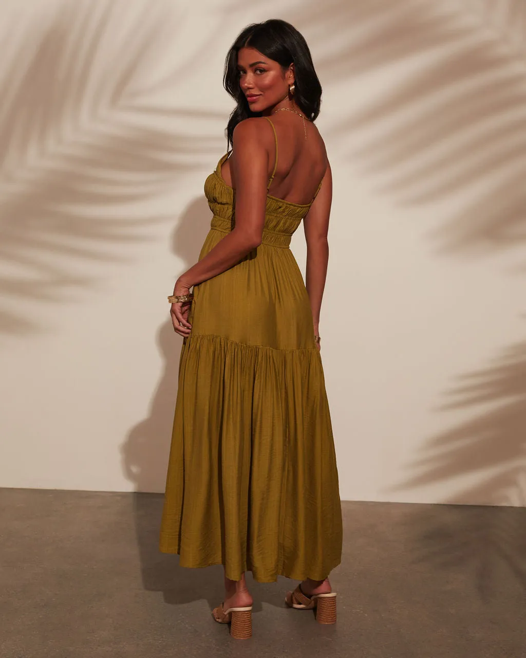 Riviera Romance Ruched Tiered Maxi Dress sold by Vici product image thumbnail 4