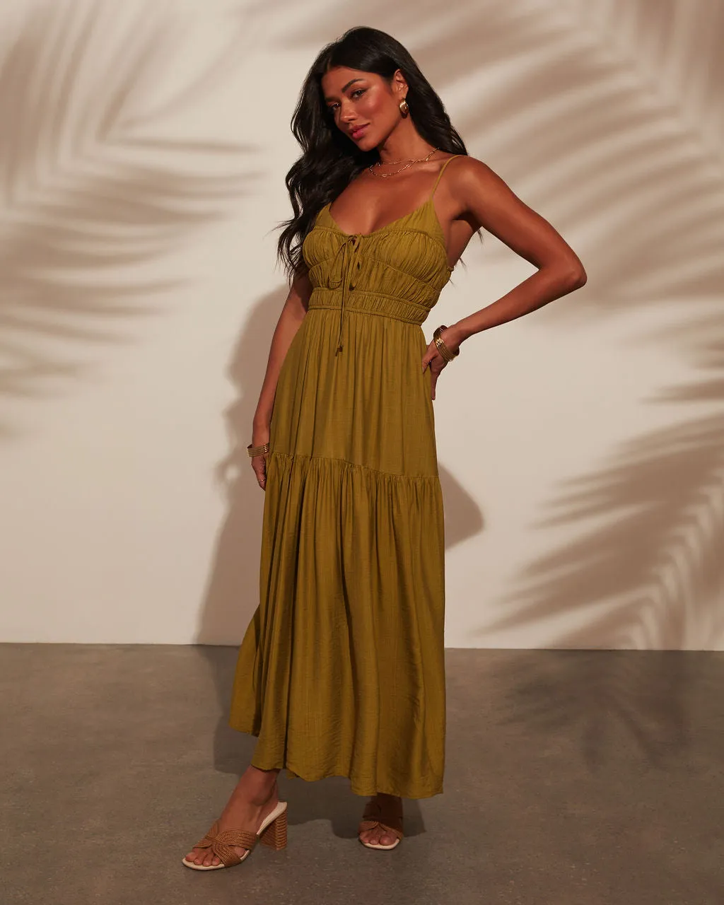 Riviera Romance Ruched Tiered Maxi Dress sold by Vici product image thumbnail 3