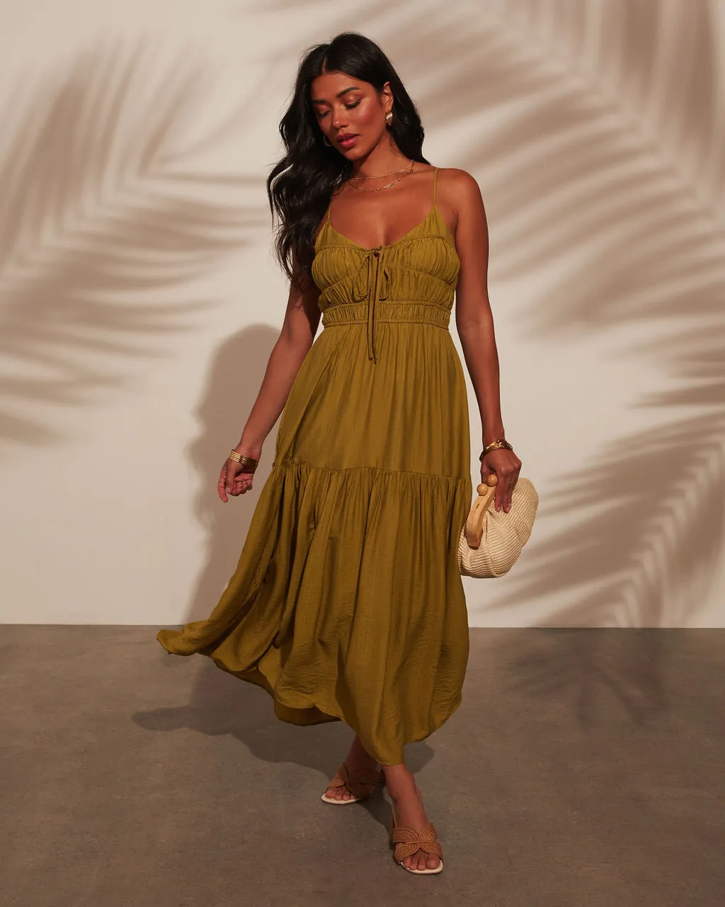 Riviera Romance Ruched Tiered Maxi Dress sold by Vici product image thumbnail 5