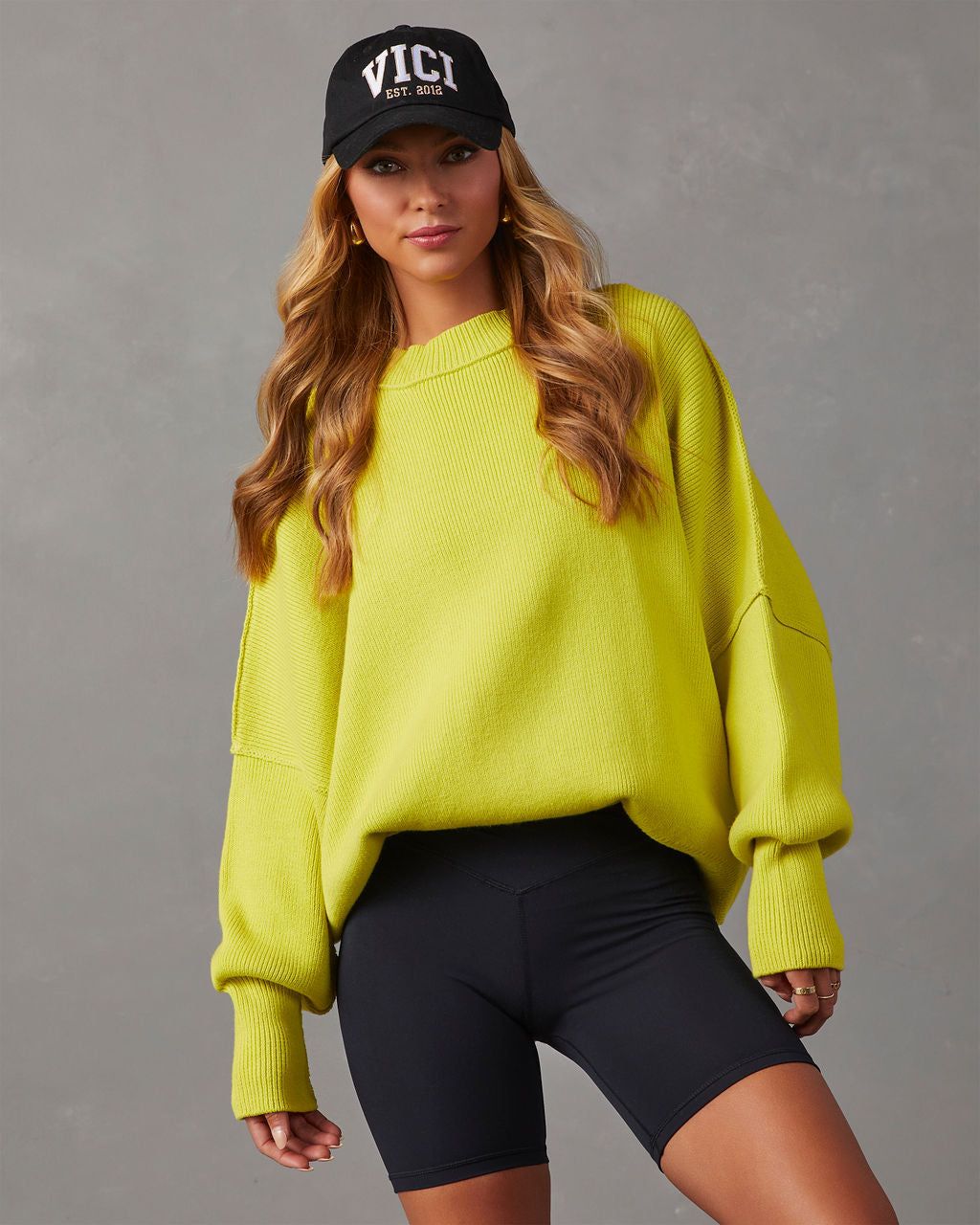 Elouise Knit Oversized Pullover Sweater - Chartreuse sold by Vici