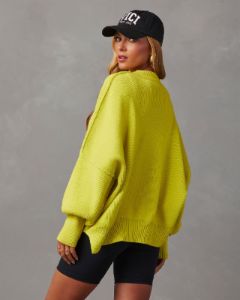 Elouise Knit Oversized Pullover Sweater - Chartreuse sold by Vici