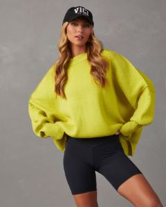 Elouise Knit Oversized Pullover Sweater - Chartreuse sold by Vici