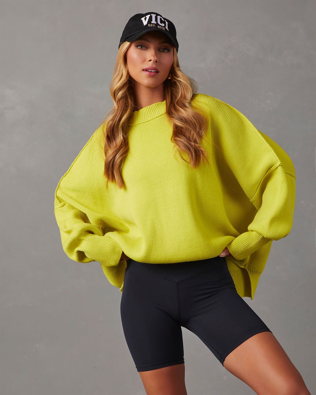 Elouise Knit Oversized Pullover Sweater - Chartreuse sold by Vici product image thumbnail 5