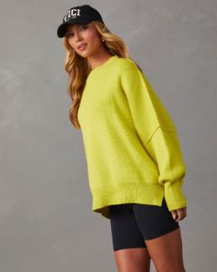 Elouise Knit Oversized Pullover Sweater - Chartreuse sold by Vici