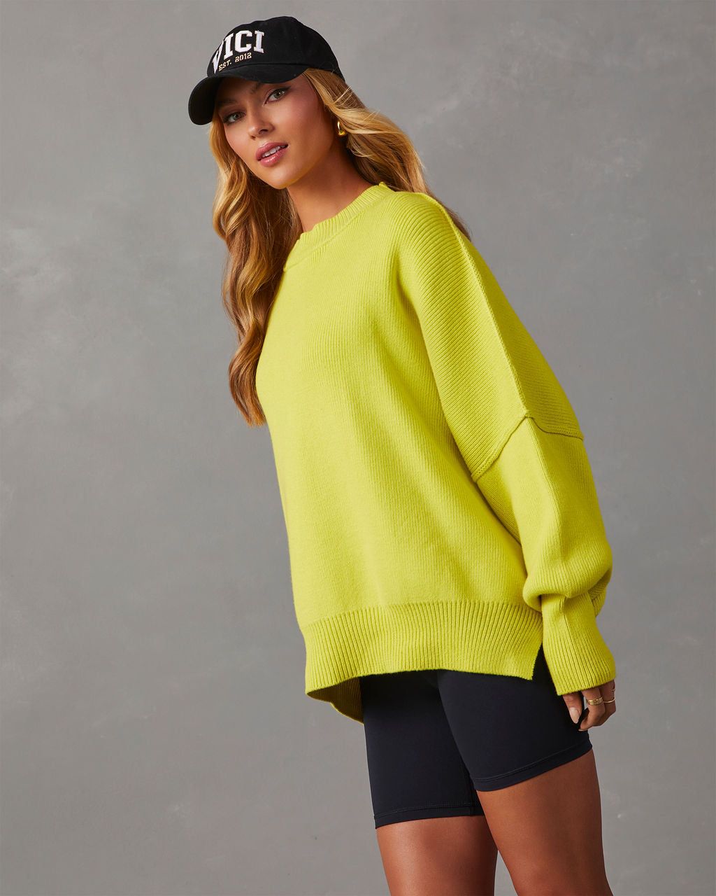 Elouise Knit Oversized Pullover Sweater - Chartreuse sold by Vici product image thumbnail 3