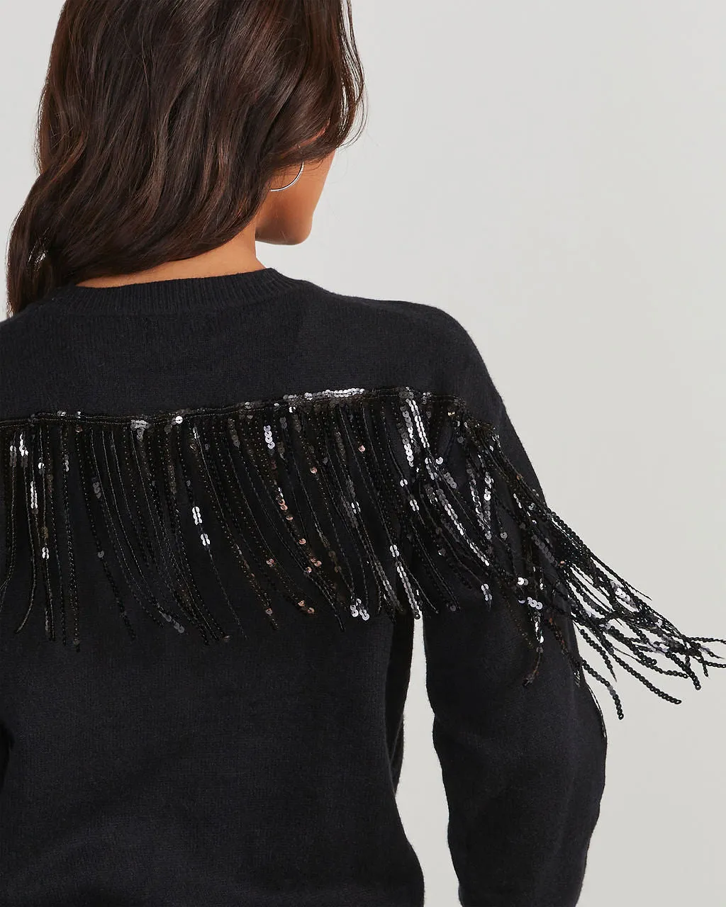 Western Glam Knit Fringe Sequin Pullover Sweater sold by Vici product image thumbnail 4