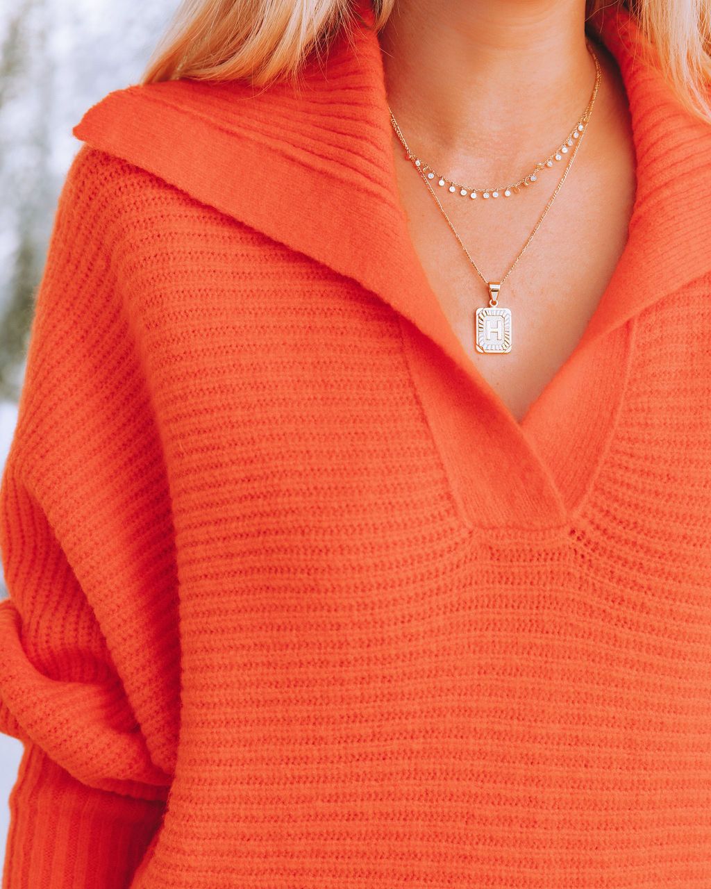 Beatrix Collared Knit Sweater - Blood Orange - FINAL SALE sold by Vici product image thumbnail 4