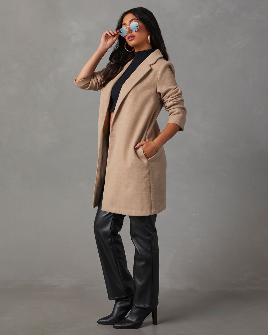 Olivia Tailored Pocketed Coat - Oat sold by Vici product image thumbnail 3