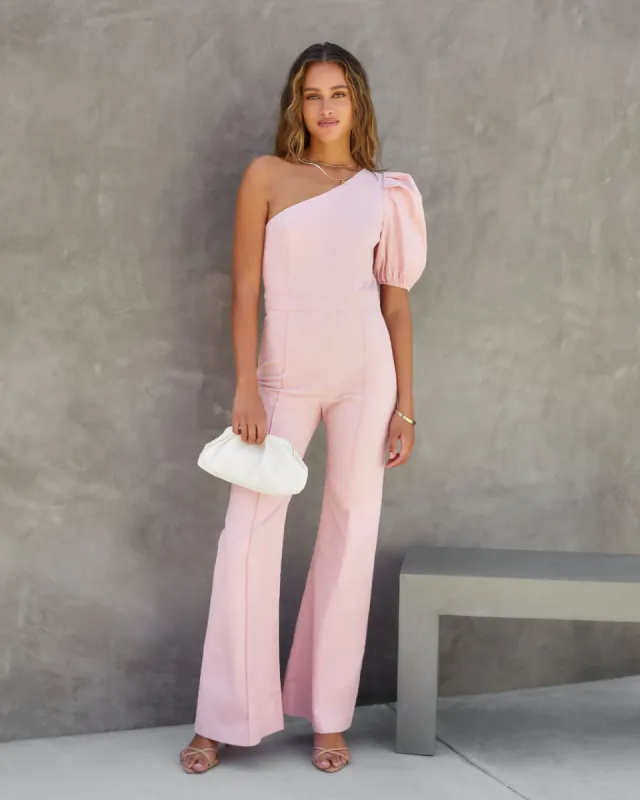 Robynn Cotton One Shoulder Flare Jumpsuit made by Vici