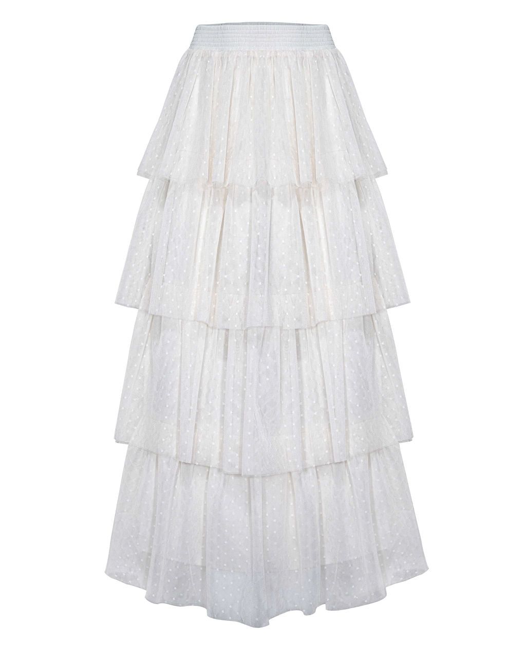Alessia Tiered Tulle Midi Skirt - Ivory - FINAL SALE sold by Vici product image thumbnail 3