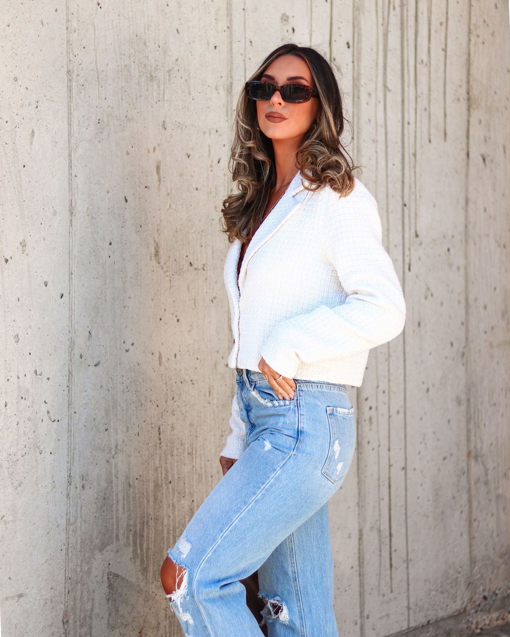 Nancy Tweed Blazer - White - FINAL SALE sold by Vici product image thumbnail 7