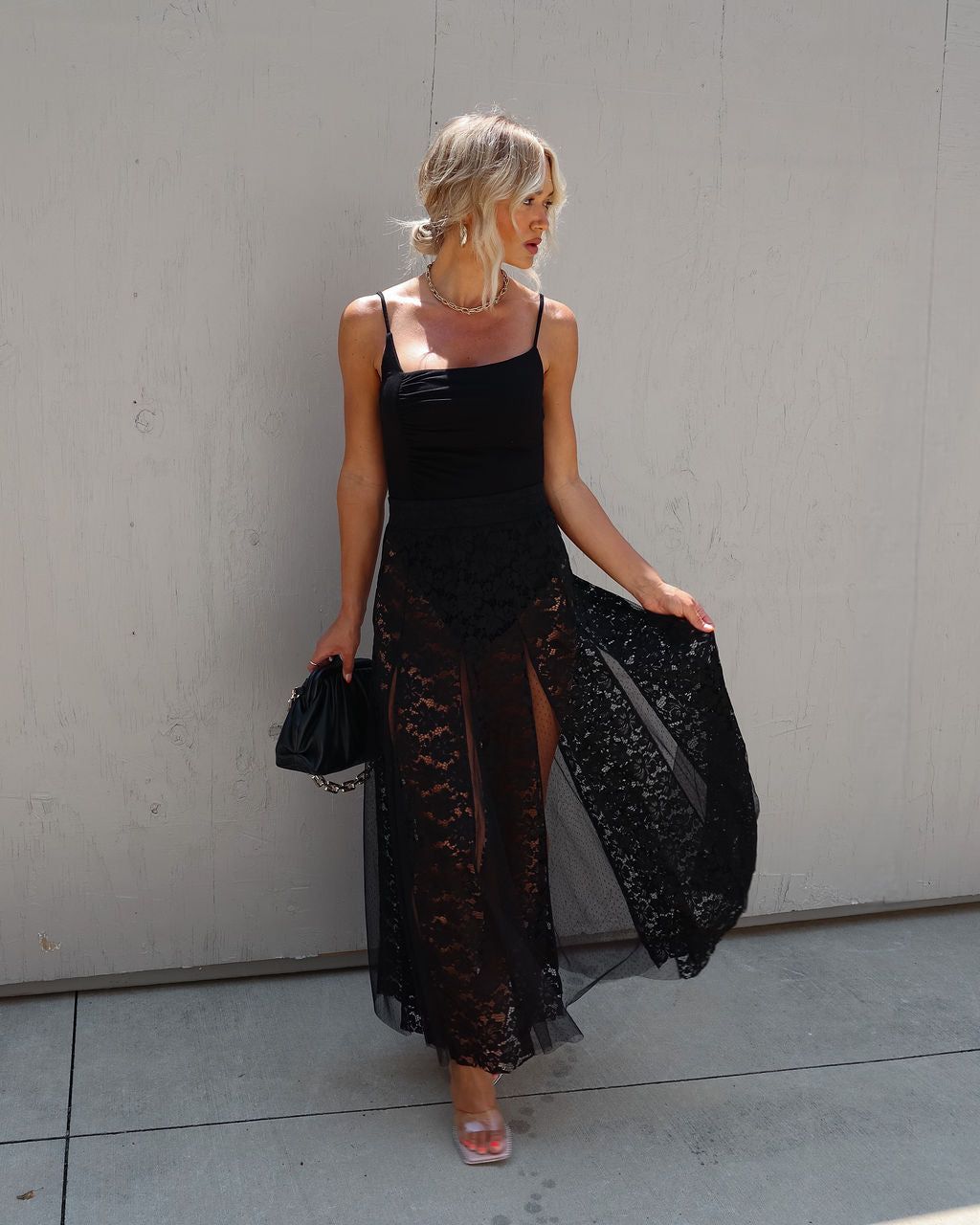 Shelley Lace Midi Skirt - Black sold by Vici product image thumbnail 5